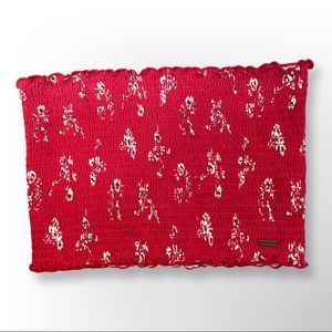 Hollister Red Tube Top with White Flowers